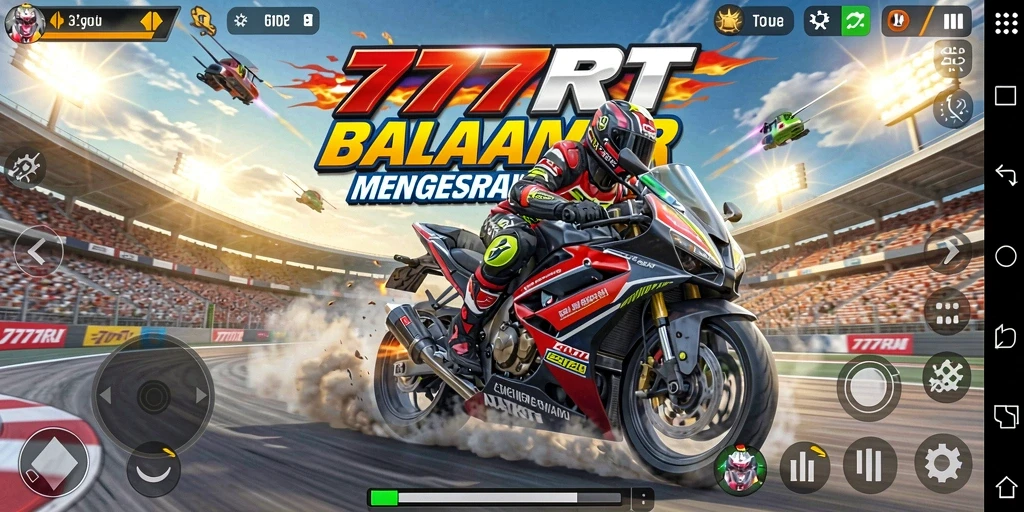 Gameplay mendebarkan balap motor di 777RT dengan grafis memukau.