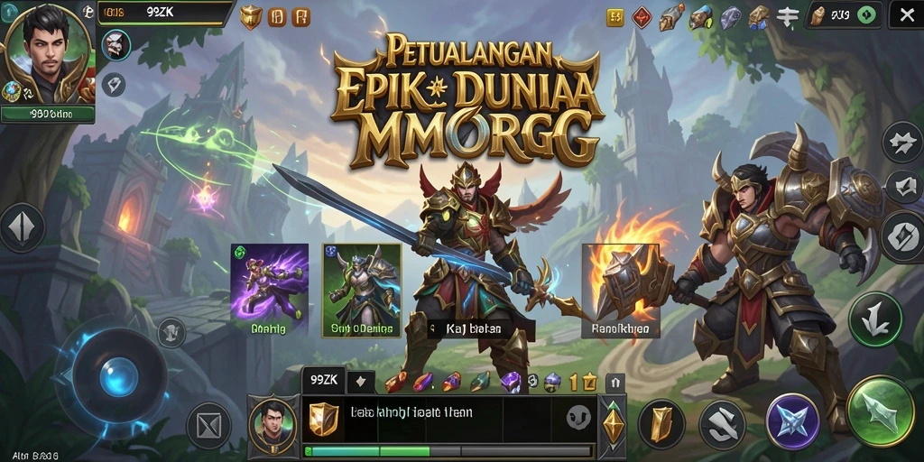 Screenshot utama 99ZK menampilkan aksi seru dalam dunia MMORPG.