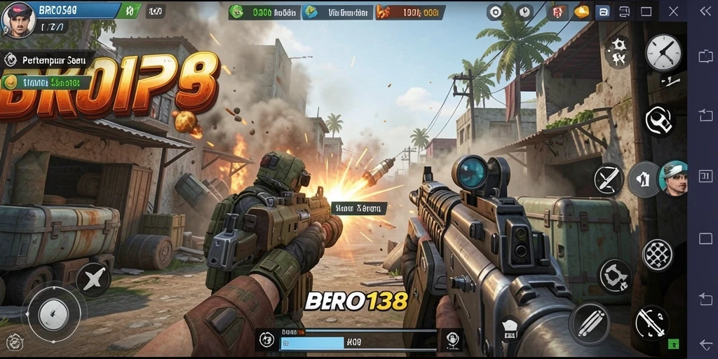 Screenshot BRO138 menampilkan aksi tempur yang intens dalam TPS.