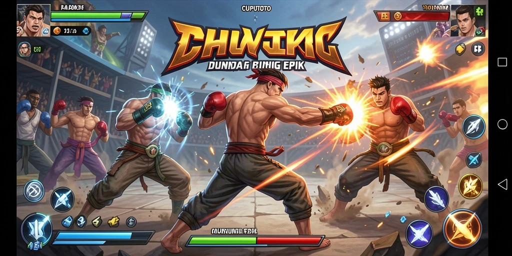 Screenshot dari gameplay <strong>CUPUTOTO</strong> yang menampilkan pertarungan seru antara dua karakter.