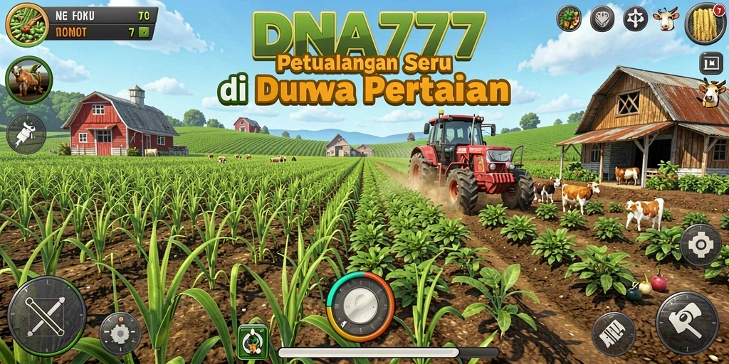 Tampilan gameplay seru di DNA777 dengan aktivitas bertani.