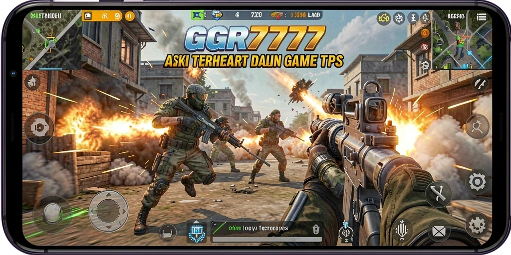 Screenshot GGR7777 menampilkan aksi pertempuran mendebarkan dalam game TPS.