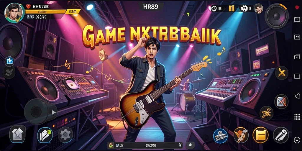Screenshot dari gameplay HR89 yang menampilkan keseruan bermain musik.