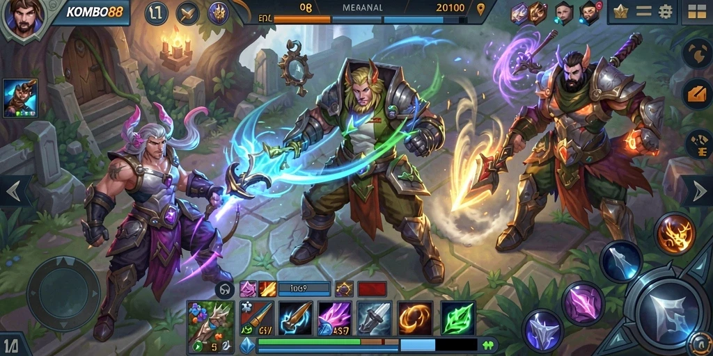 Tampilan seru dalam permainan MOBA KOMBO88