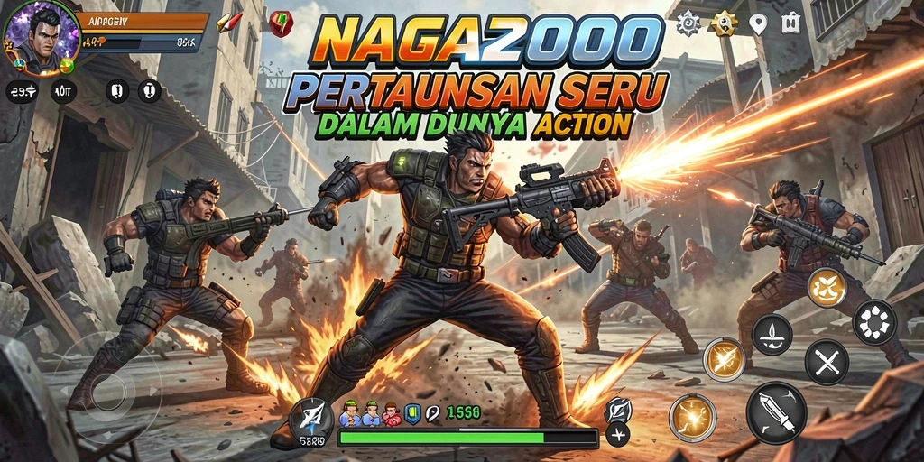 Tampilan gameplay action NAGA2000 yang mendebarkan.