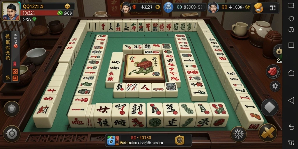 Screenshot utama QQ1221 menampilkan gameplay Mahjong yang menarik dan menantang.