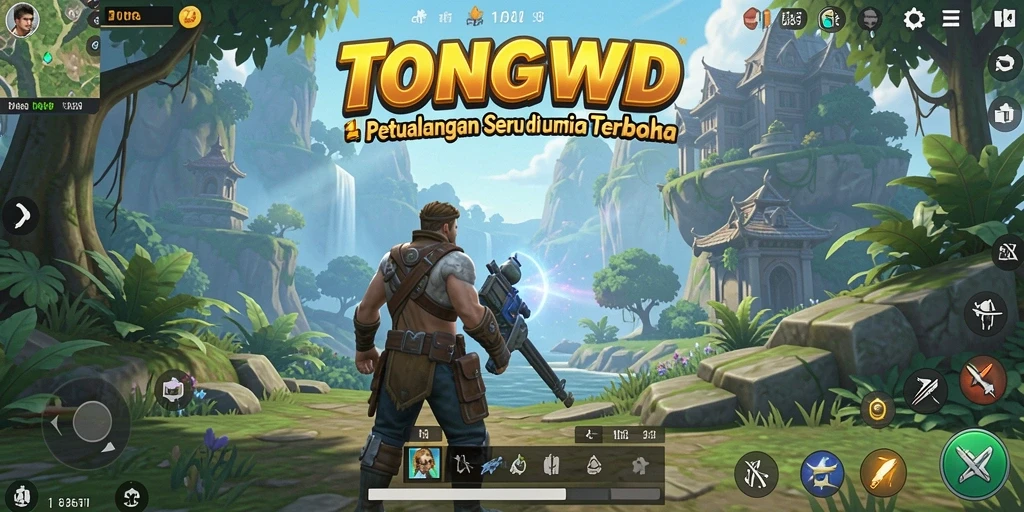 Tampilan gameplay TONGWD yang menakjubkan di dunia terbuka.
