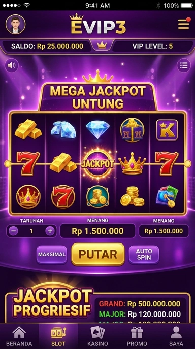 Tampilan antarmuka pengguna evip3 yang menarik dan mudah dinavigasi.